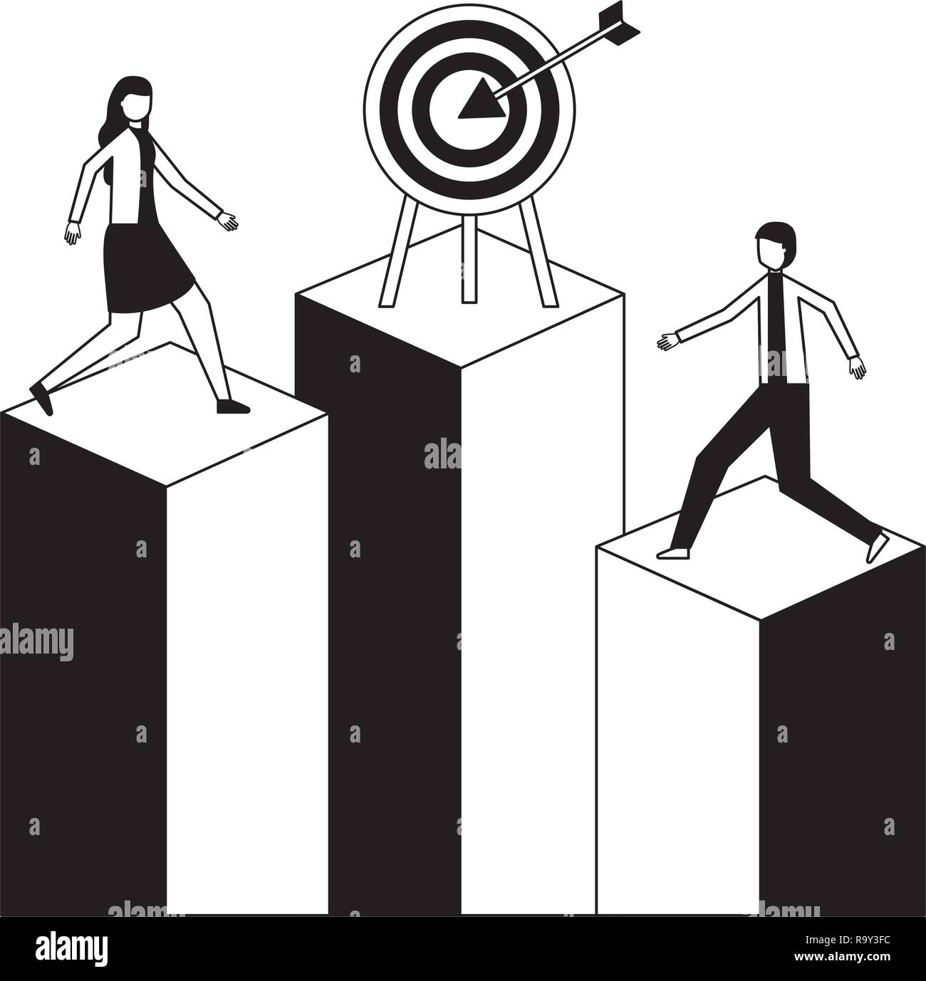 businessman and woman target chart bar Stock Vector Image & Art Alamy
