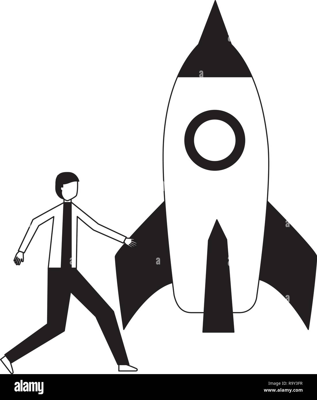 businessman and rocket white background Stock Vector Image & Art - Alamy