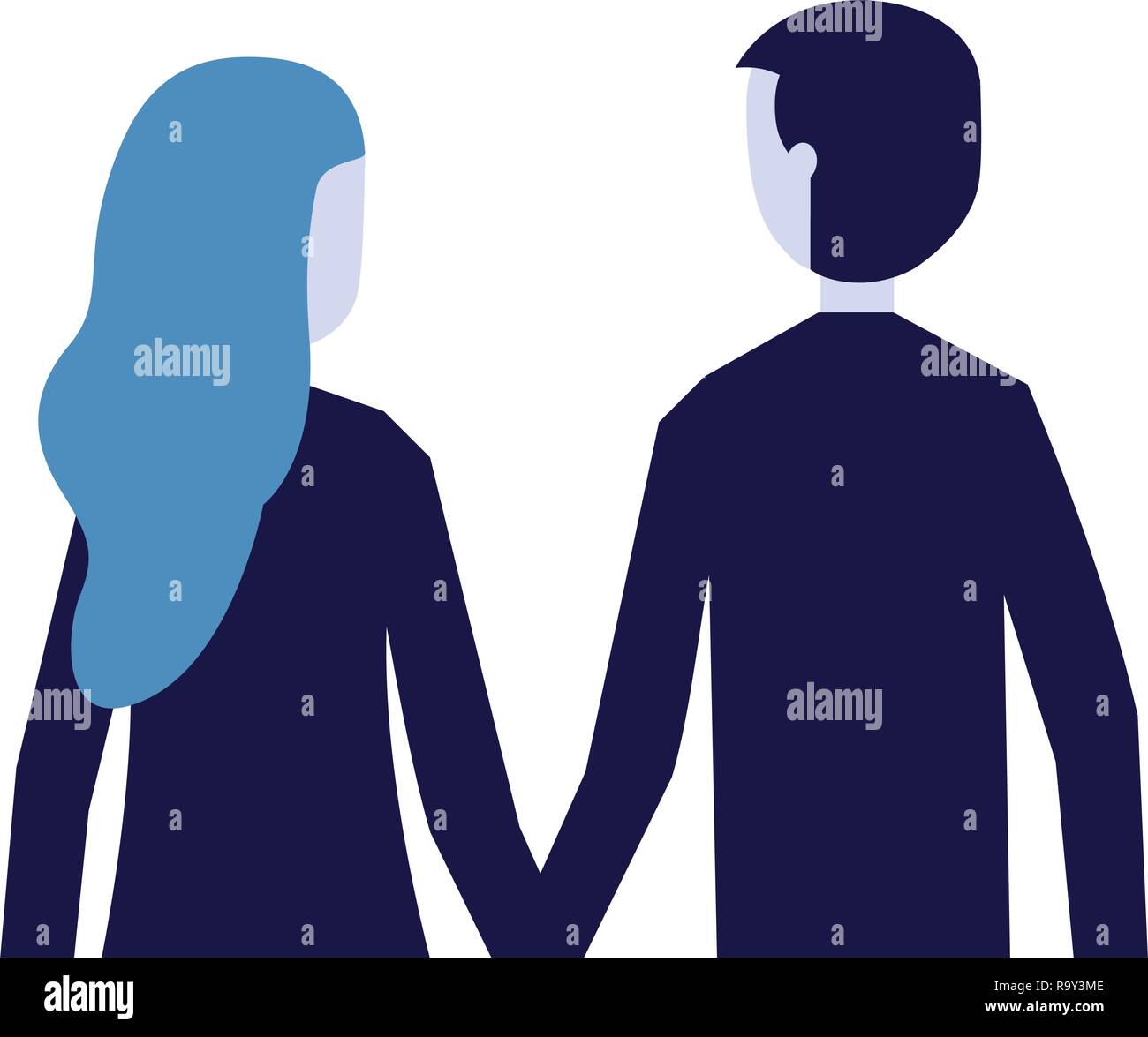 man and woman holding hands back view Stock Vector Image & Art - Alamy