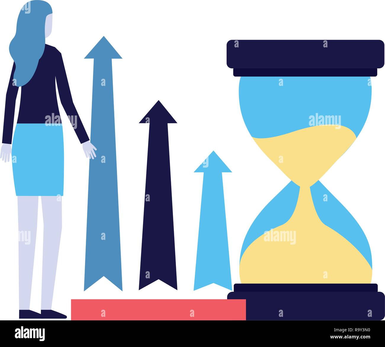business woman with hourglass and arrows Stock Vector Image & Art - Alamy