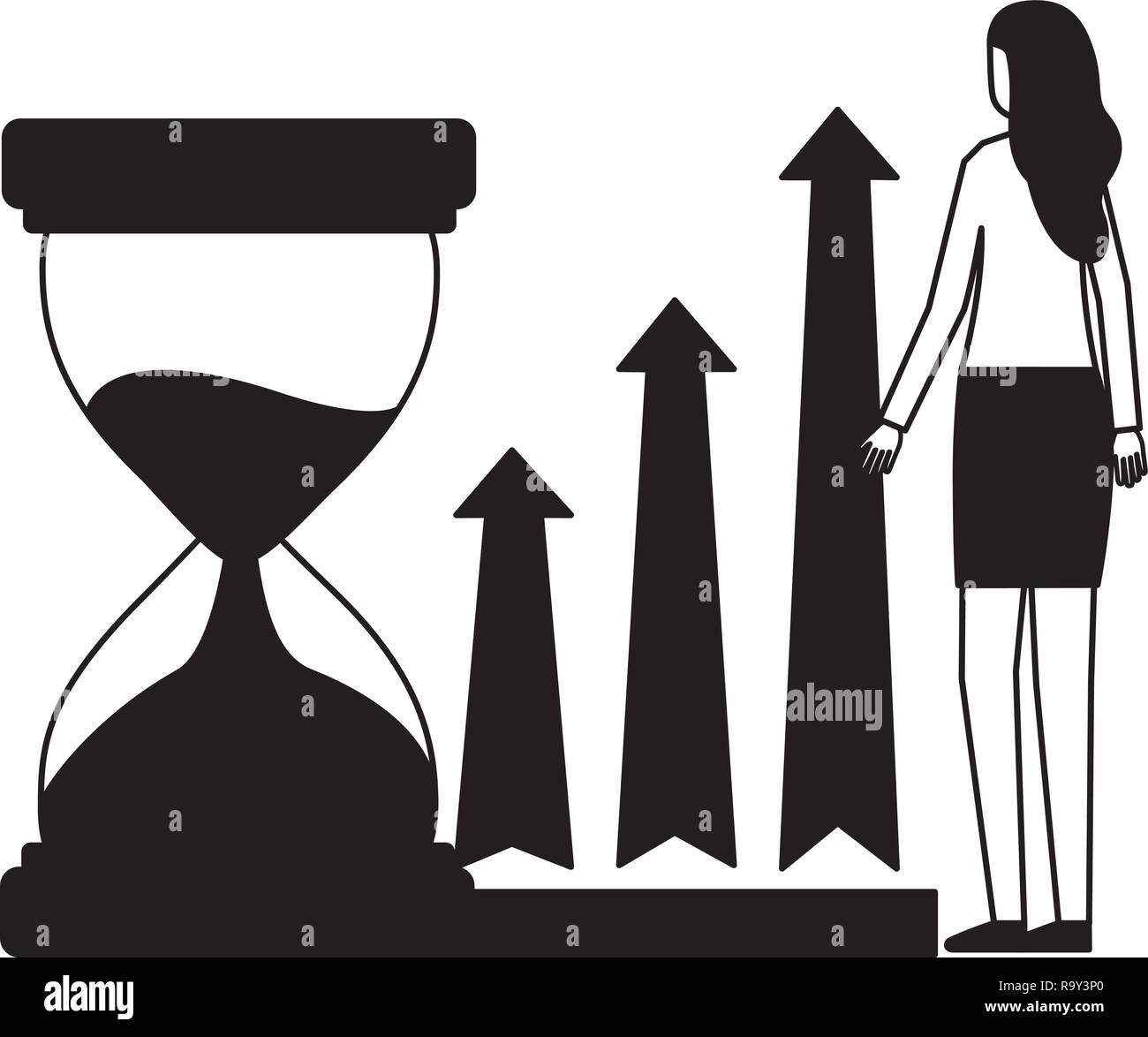 business woman with hourglass and arrows Stock Vector Image & Art - Alamy
