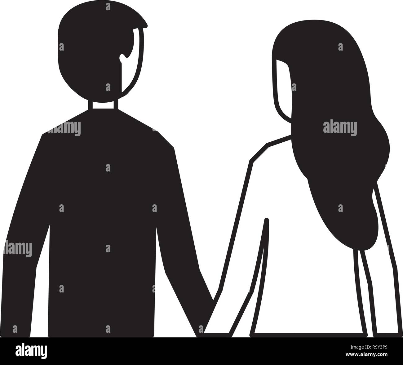 man and woman holding hands back view Stock Vector Image & Art - Alamy