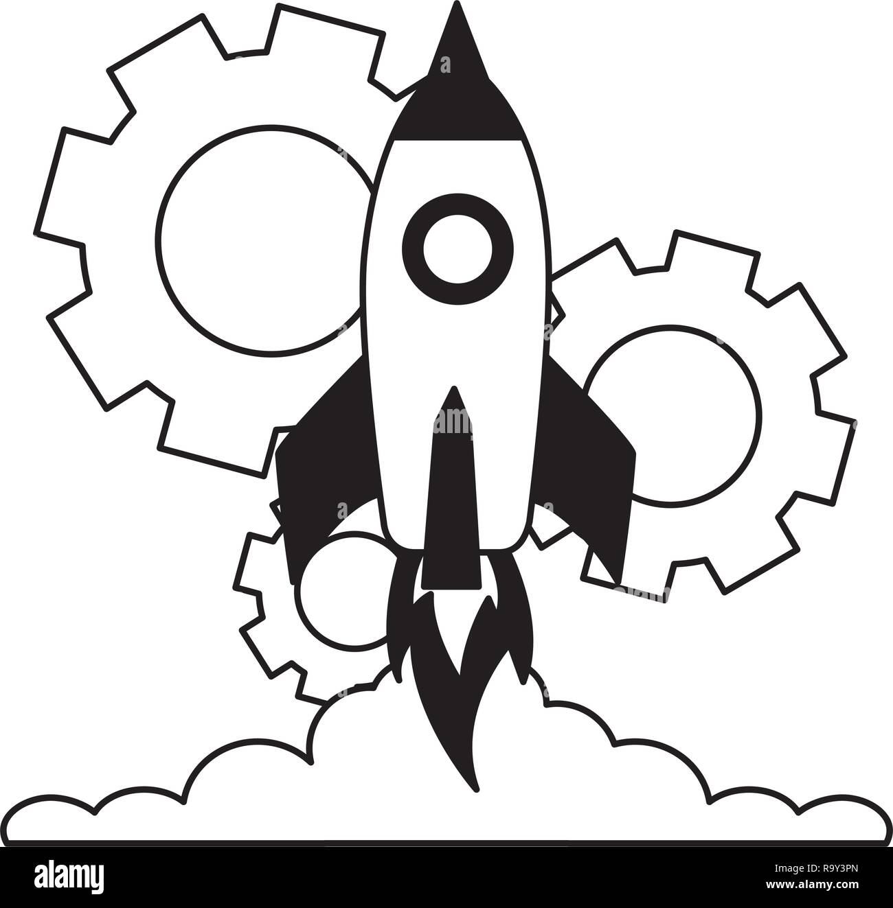 business launching rocket and gears Stock Vector Image & Art - Alamy