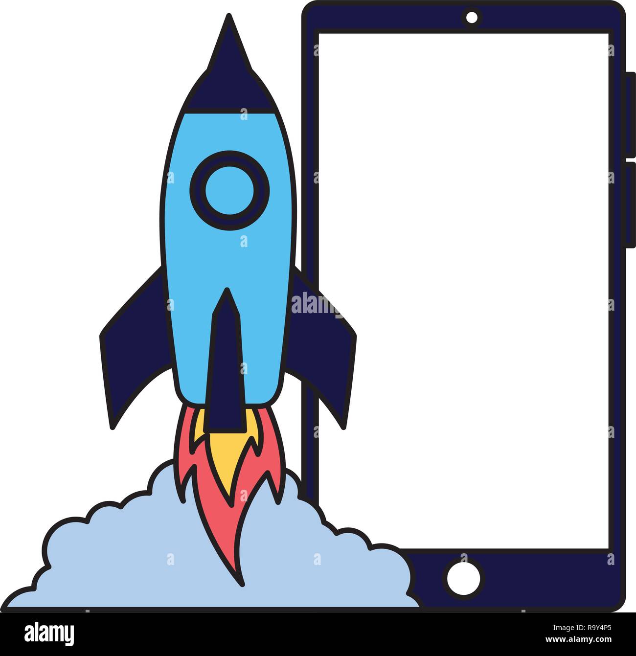 business rocket lanching on white background Stock Vector Image & Art ...