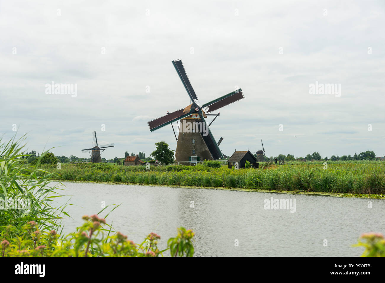 Kinderdijk Netherlands windmills Stock Photo