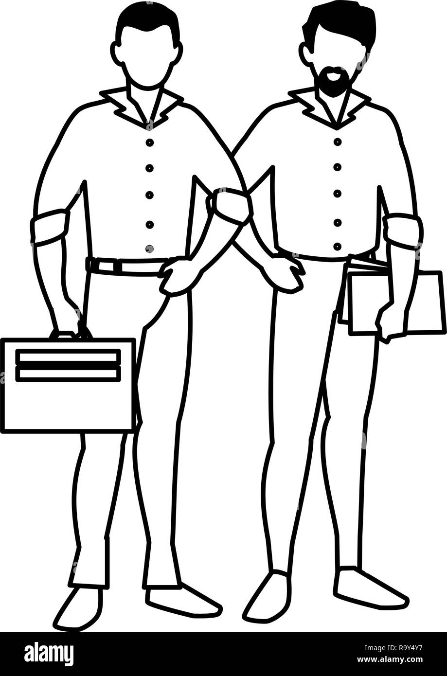 Avatar couple of men wearing casual clothes over white background