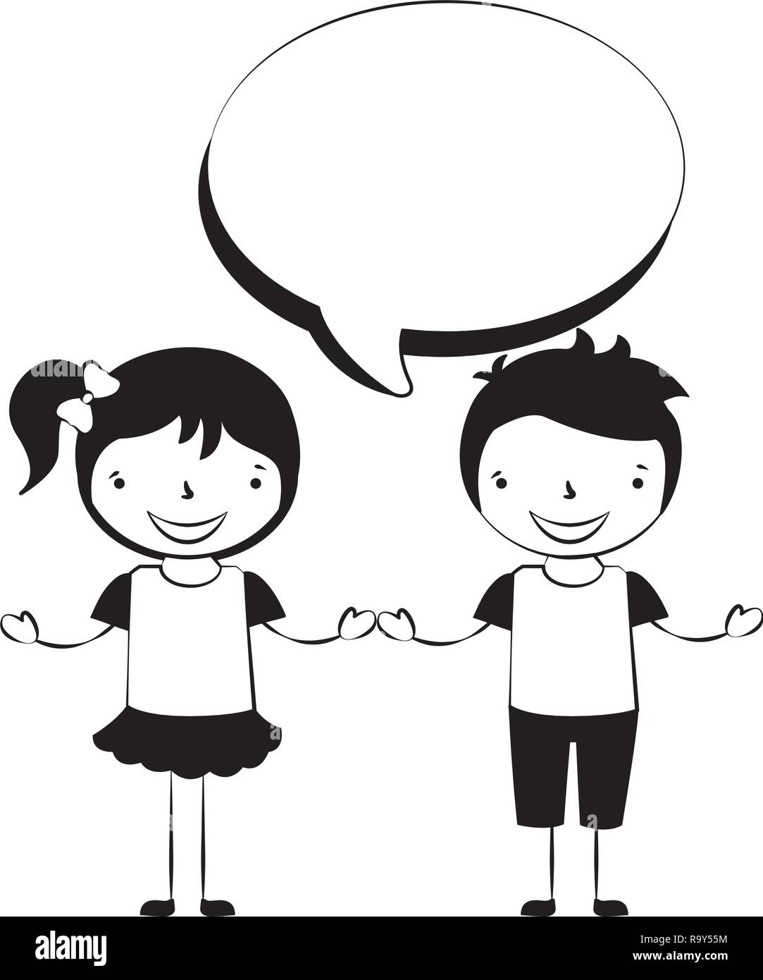 happy boy and girl speech bubble Stock Vector Image & Art - Alamy