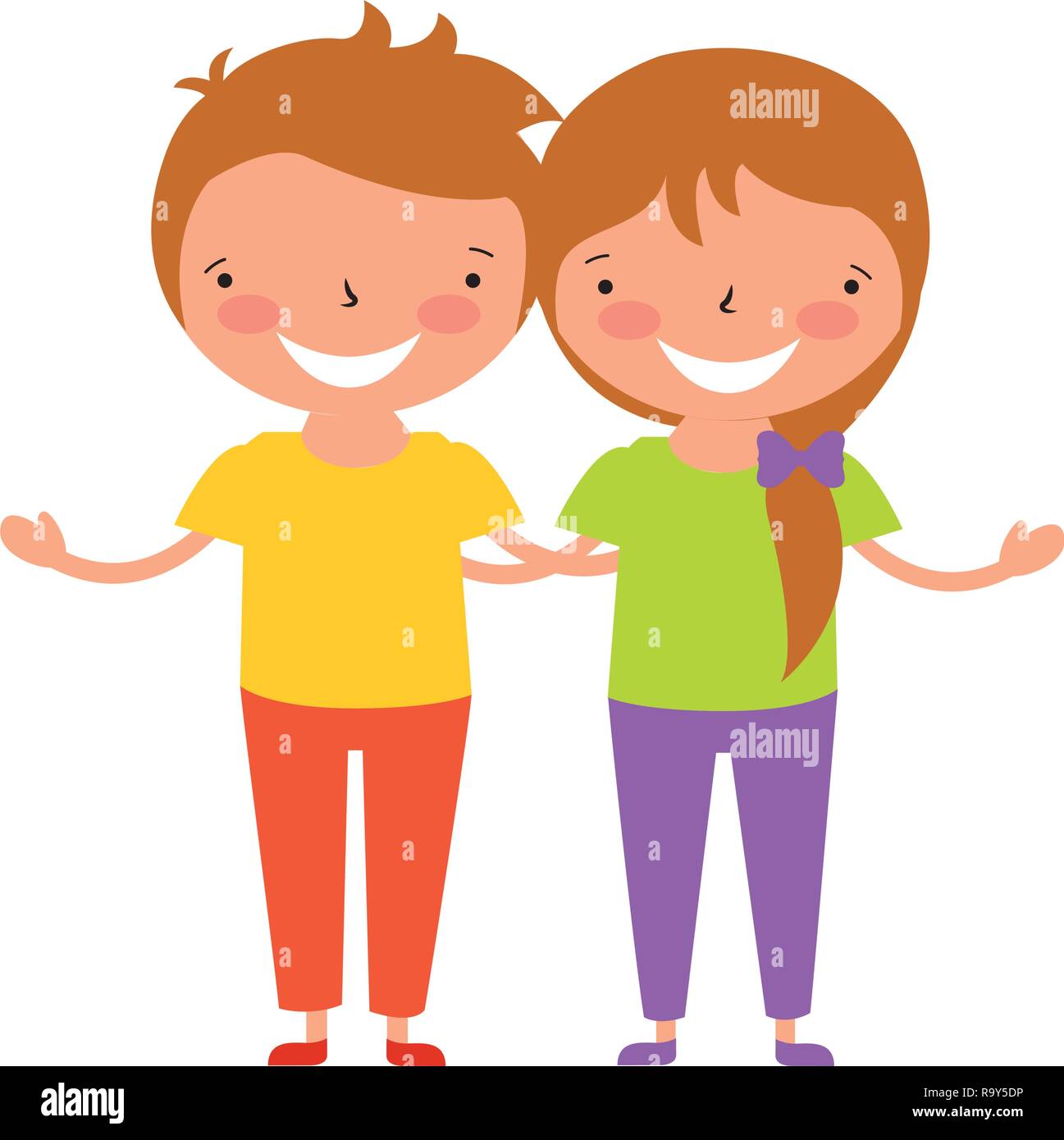 happy girl and boy holding each other Stock Vector Image & Art - Alamy