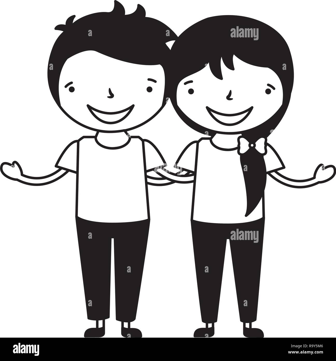 happy girl and boy holding each other Stock Vector Image & Art - Alamy