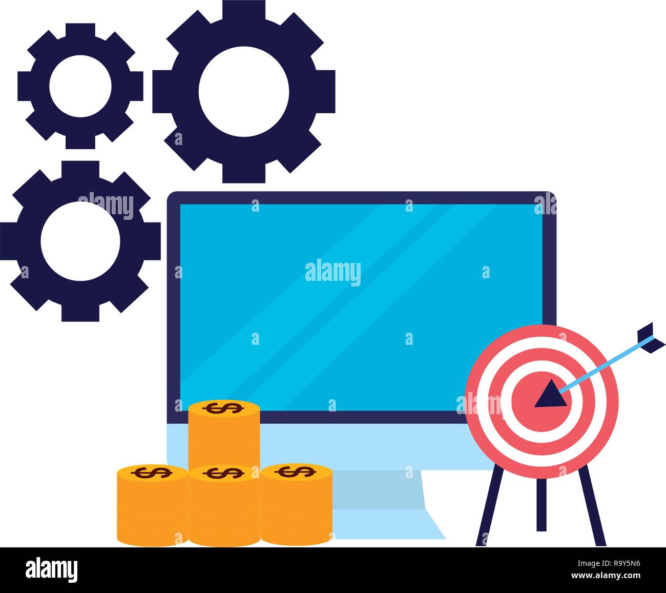 business computer target money coins Stock Vector Image & Art - Alamy