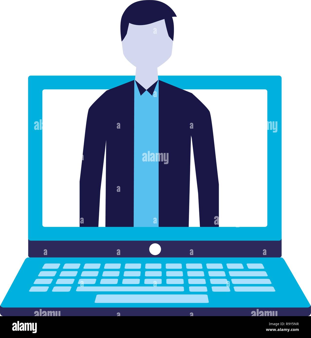 Happy man laptop showing Stock Vector Images - Alamy