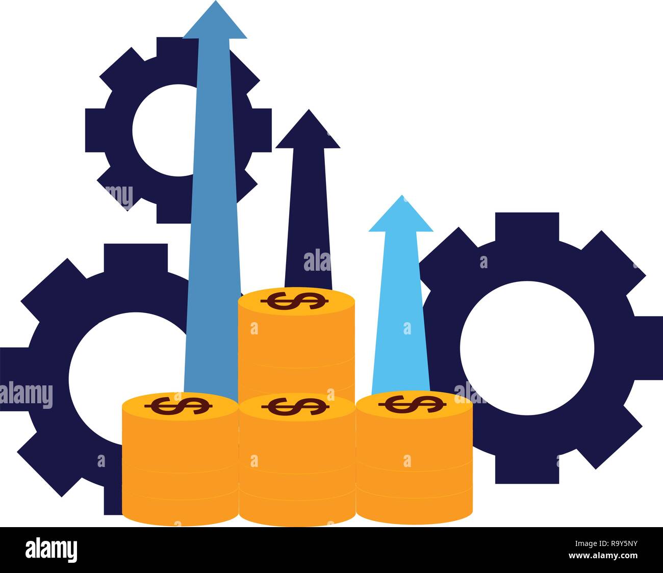 business coins money arrows profit and gears Stock Vector Image & Art ...
