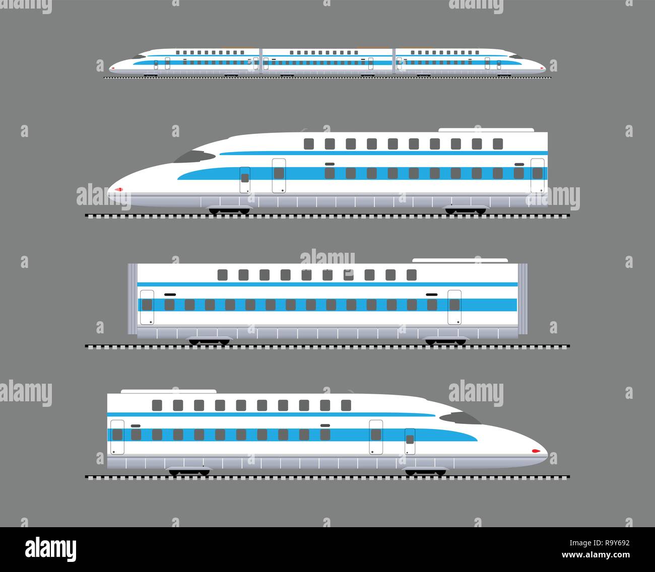 Set of Double Deck High Speed train Vector and Illustration Stock ...