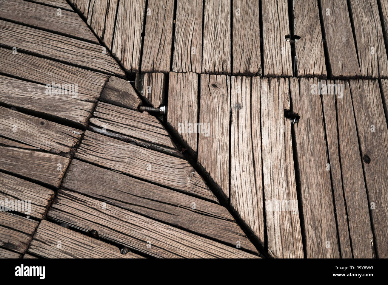 Old brown outdoor wooden floor, background photo texture Stock Photo
