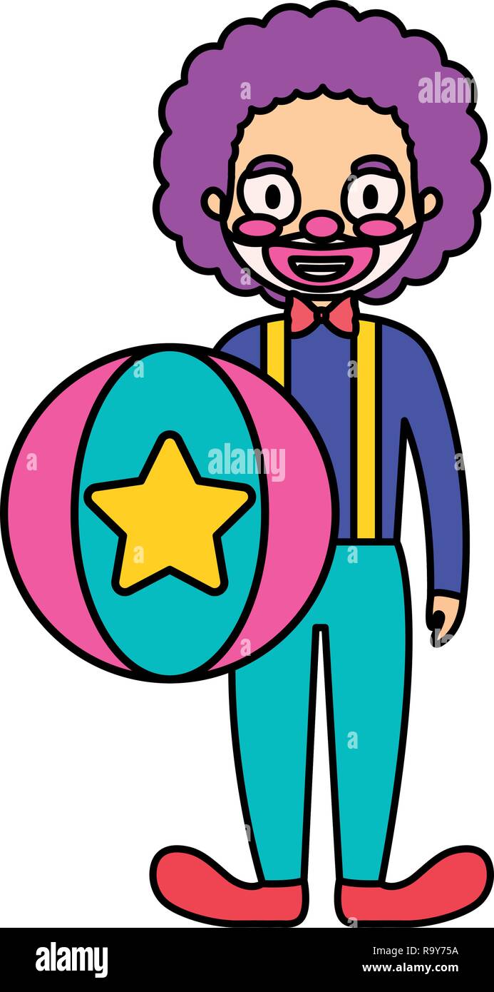 circus clown with balloon plastic vector illustration design Stock ...
