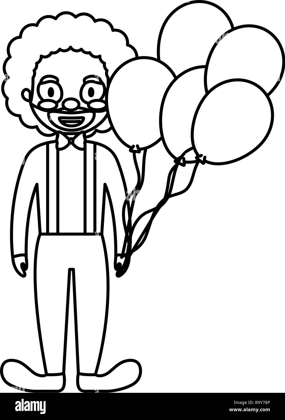 circus clown with balloons helium vector illustration design Stock ...