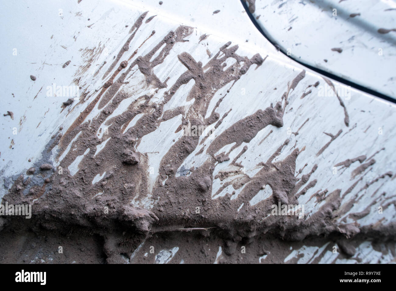 Mud stain on the side of car Stock Photo