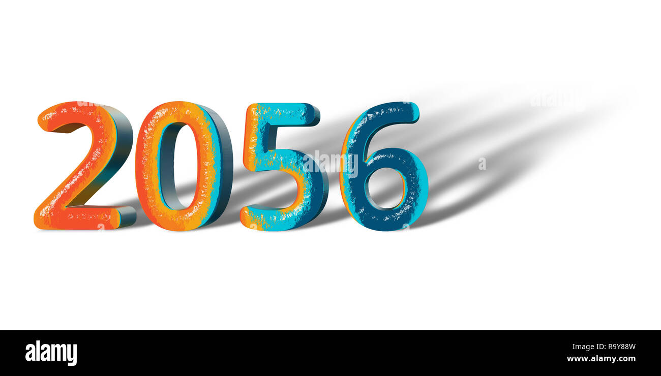 3D Number Year 2056 joyful hopeful colors and white background Stock ...