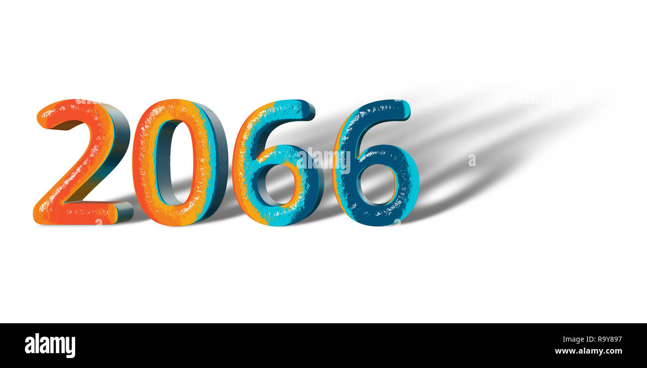 3D Number Year 2066 joyful hopeful colors and white background Stock ...