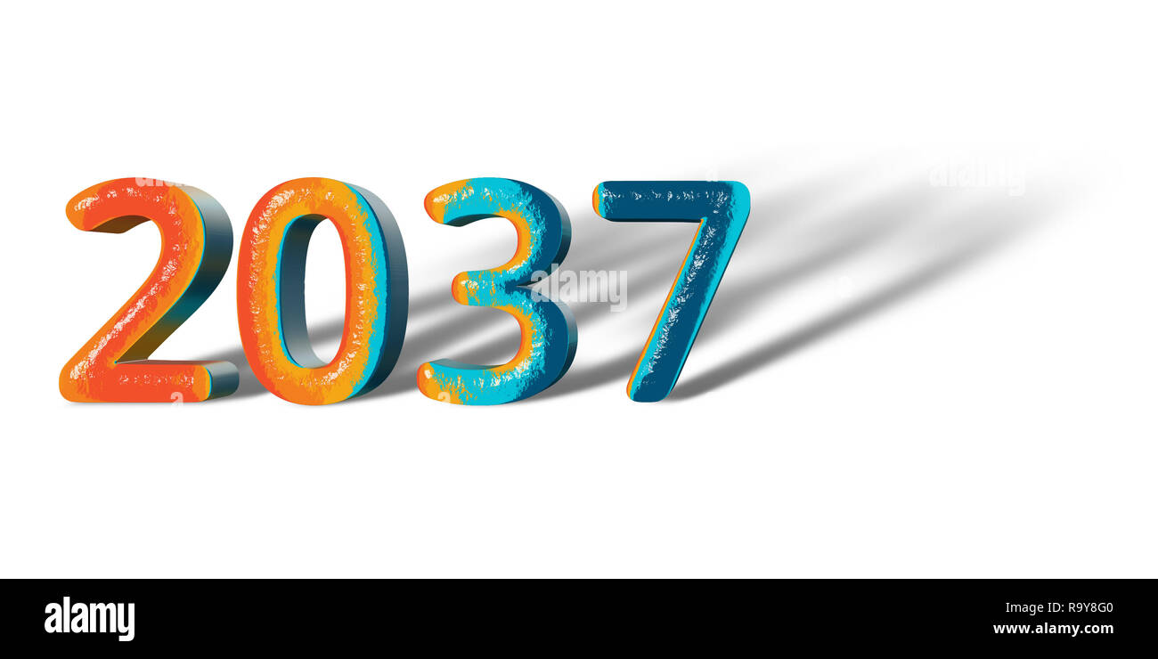 3D Number Year 2037 joyful hopeful colors and white background Stock Photo  - Alamy