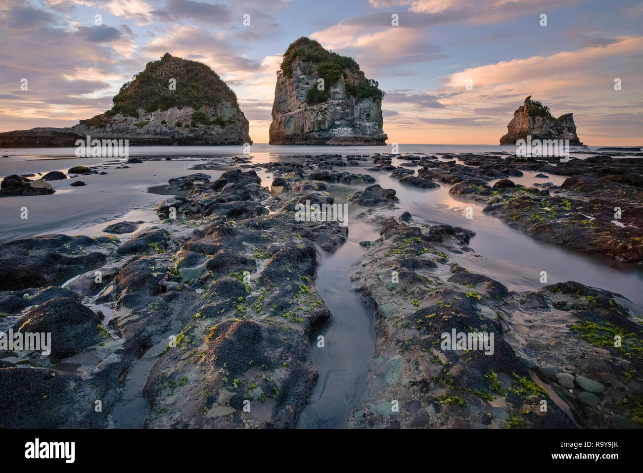 Motukiekie Beach, Greymouth, South Island, New Zealand Stock Photo