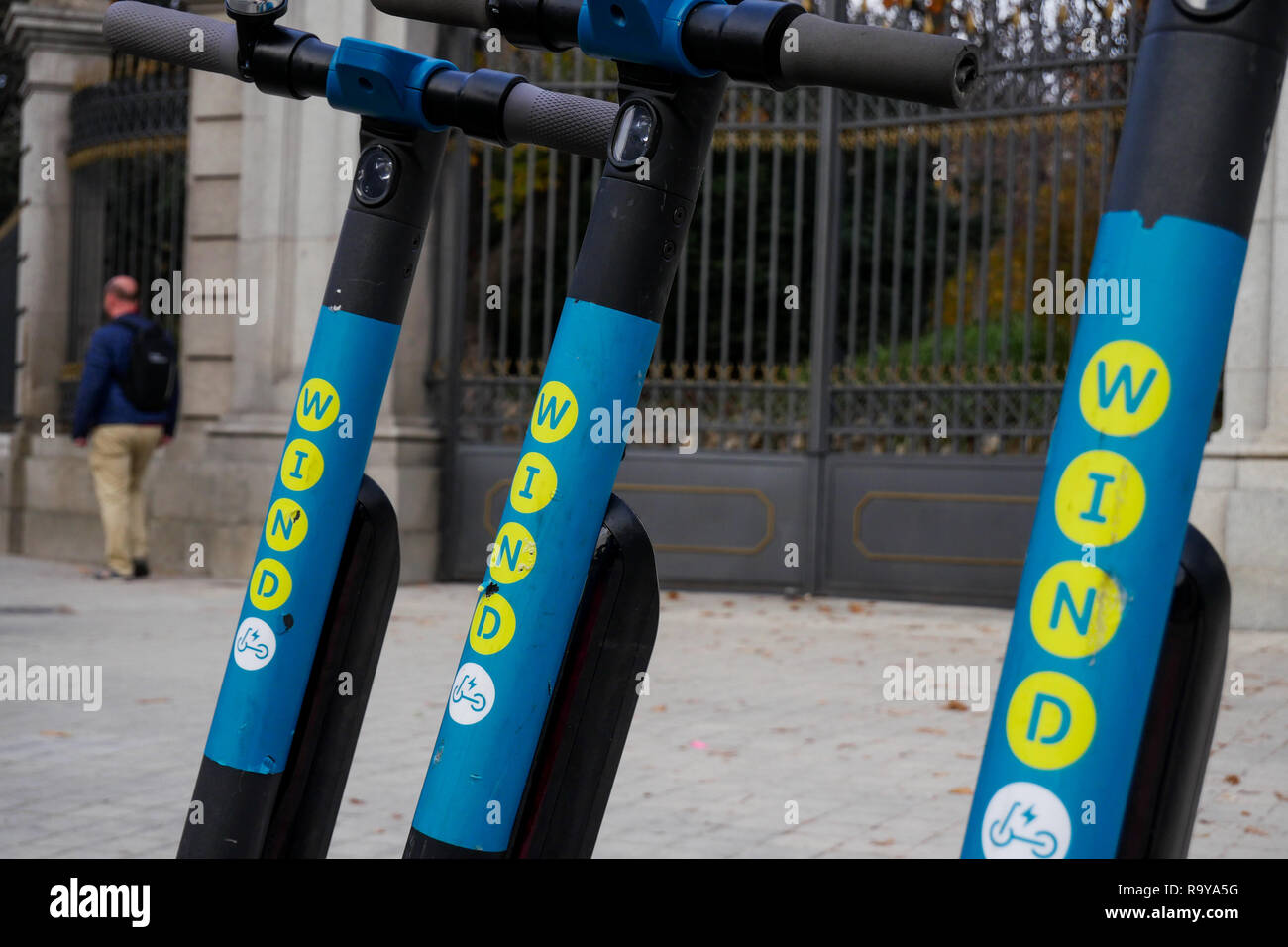 Wind electric Light scooters, Madrid, Spain Stock Photo Alamy