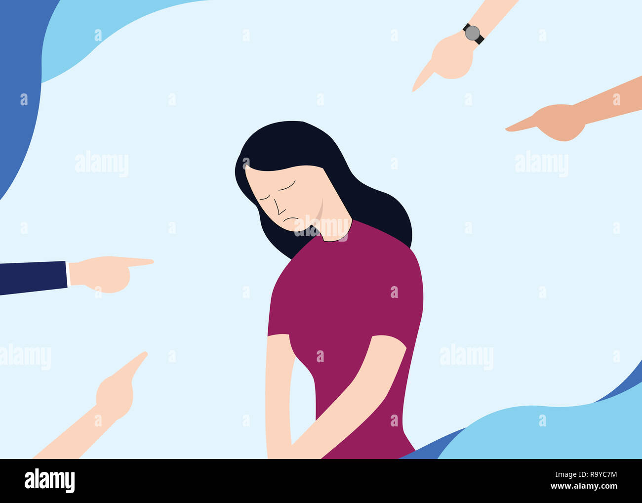 sad-women-get-blame-with-hand-other-pointing-at-her-vector-illustration-stock-photo-alamy