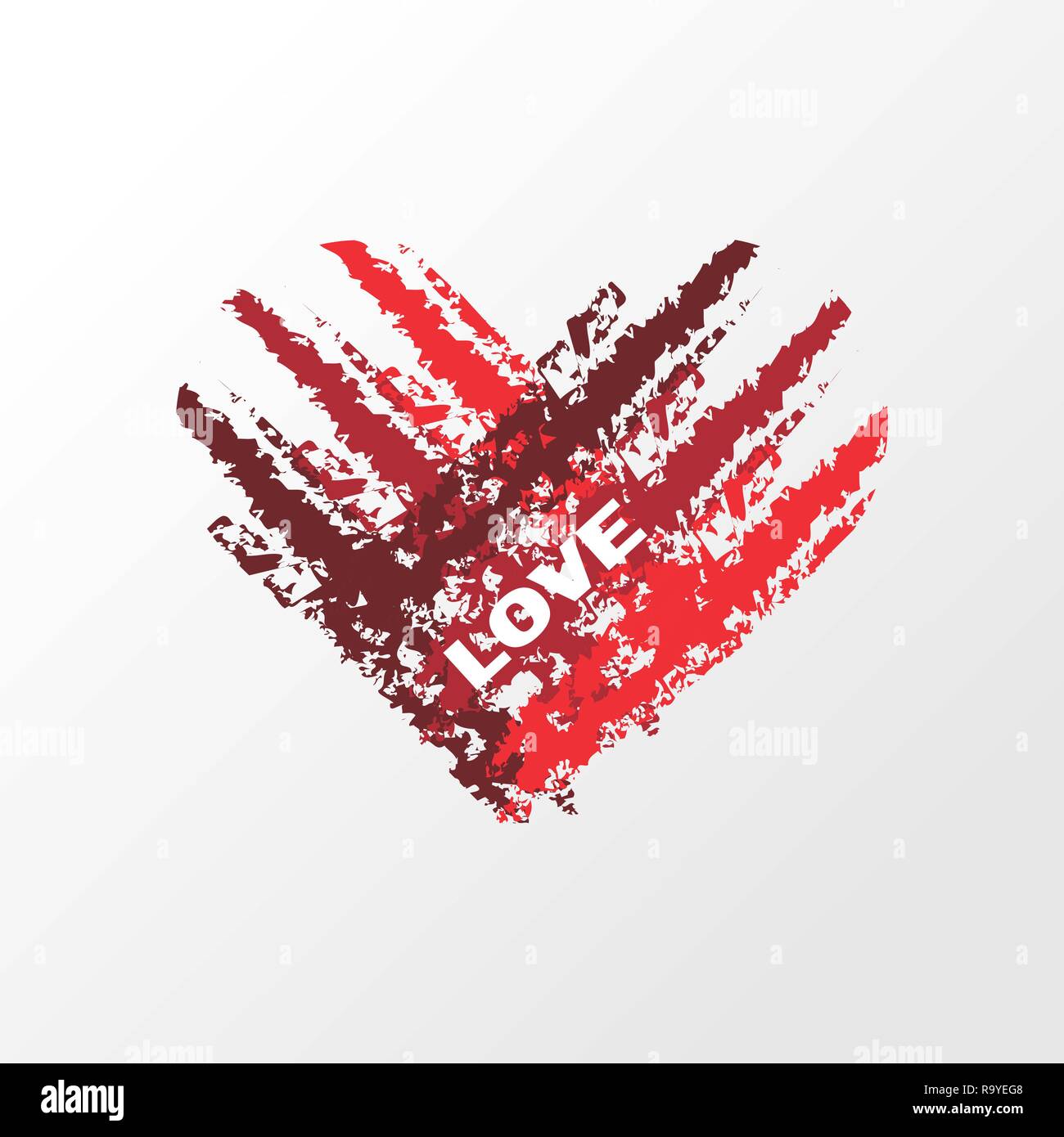 Valentines day. Decorative grunge heart background with text love ...