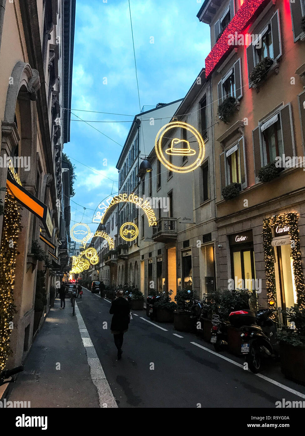 Milan via montenapoleone louis vuitton hi-res stock photography