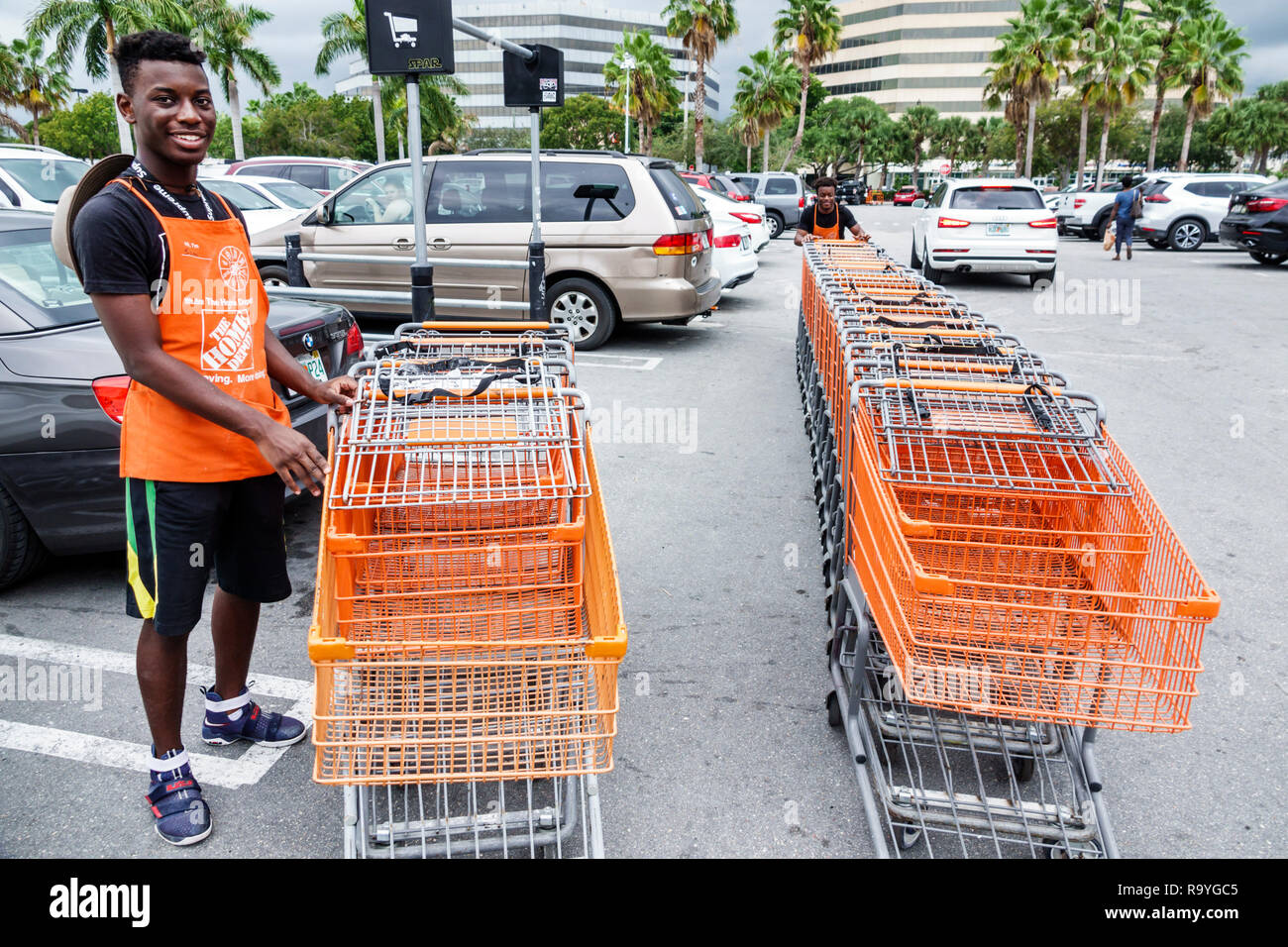 Miami Florida,The Home Depot,inside interior,hardware big box store,Black teen teens teenager teenagers boy boys,male kid kids child children youngste Stock Photo