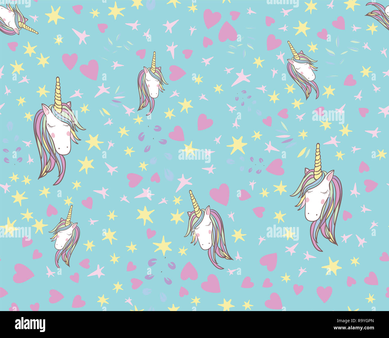 Unicorn Rainbow Seamless Pattern Girls Scrapbook Paper Perfect