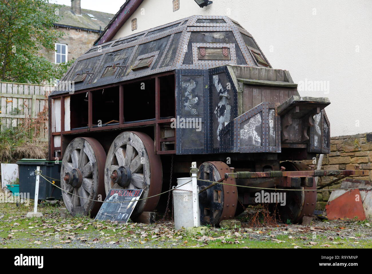 Warcoach which is a film prop used in the feature film 'Gladiator' and is located at The Falls Coffee House & Gift Shop at Aysgarth and cost £35k Stock Photo