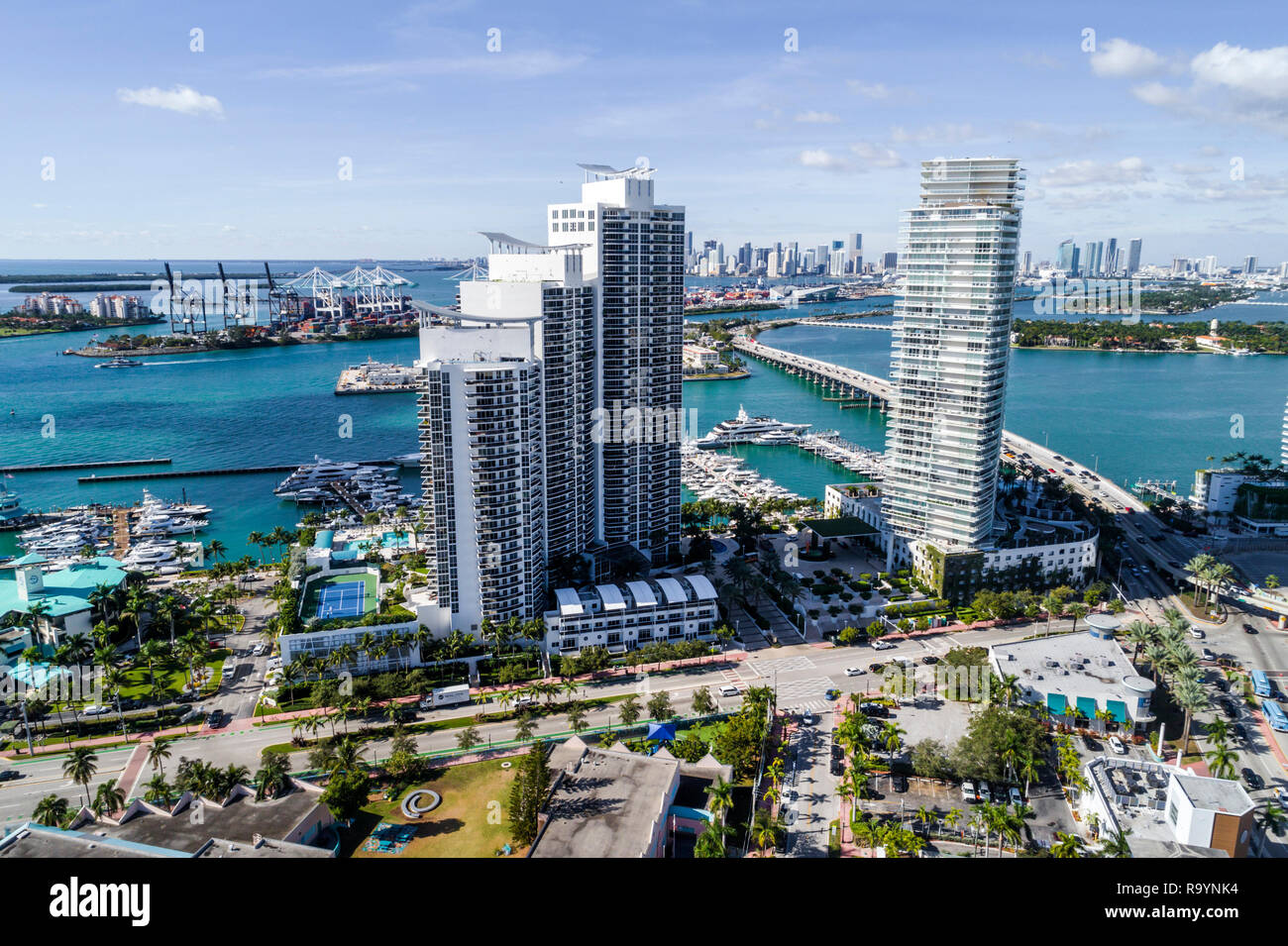 Miami Beach Florida,aerial overhead view from above,Icon South Beach Luxury Condos,high rise skyscraper skyscrapers building buildings condominium res Stock Photo