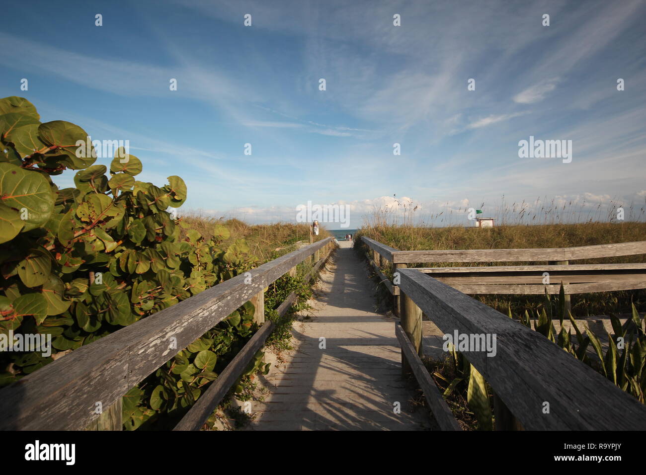 Beach Boardwalk In Cocoa Beach, Florida, USA Stock Photo - Alamy