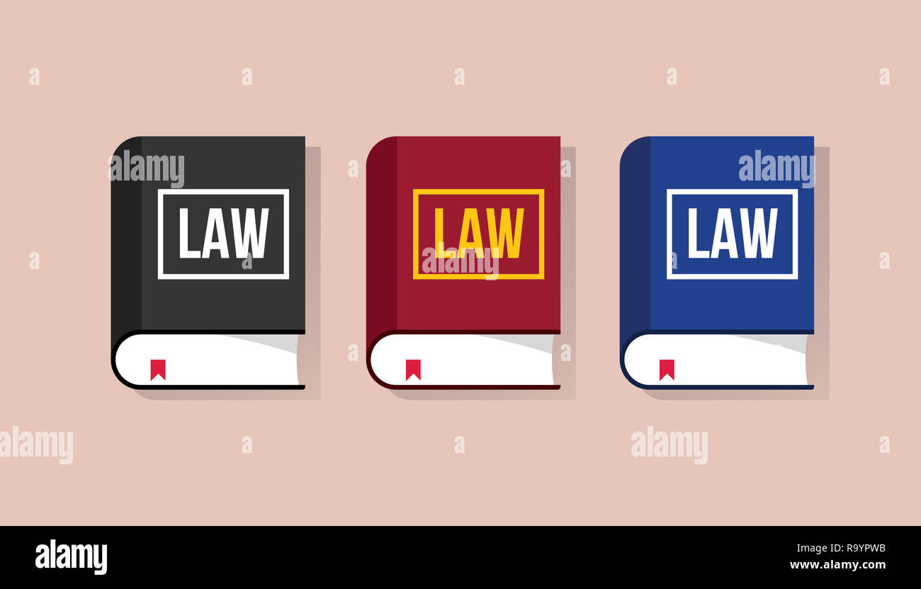 law books collection with flat style and various color vector