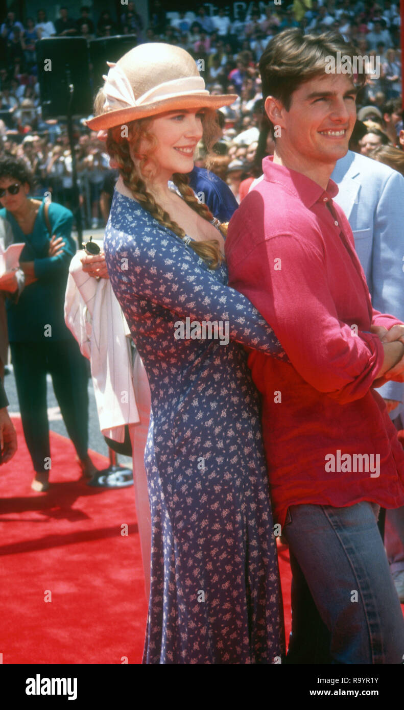 HOLLYWOOD, CA - JUNE 28: Actress Nicole Kidman and actor Tom Cruise attend hand and footprint ceremony for Tom Cruise on June 28, 1993 at Mann's Chinese Theatre in Hollylwood, California. Photo by Barry King/Alamy Stock Photo Stock Photo