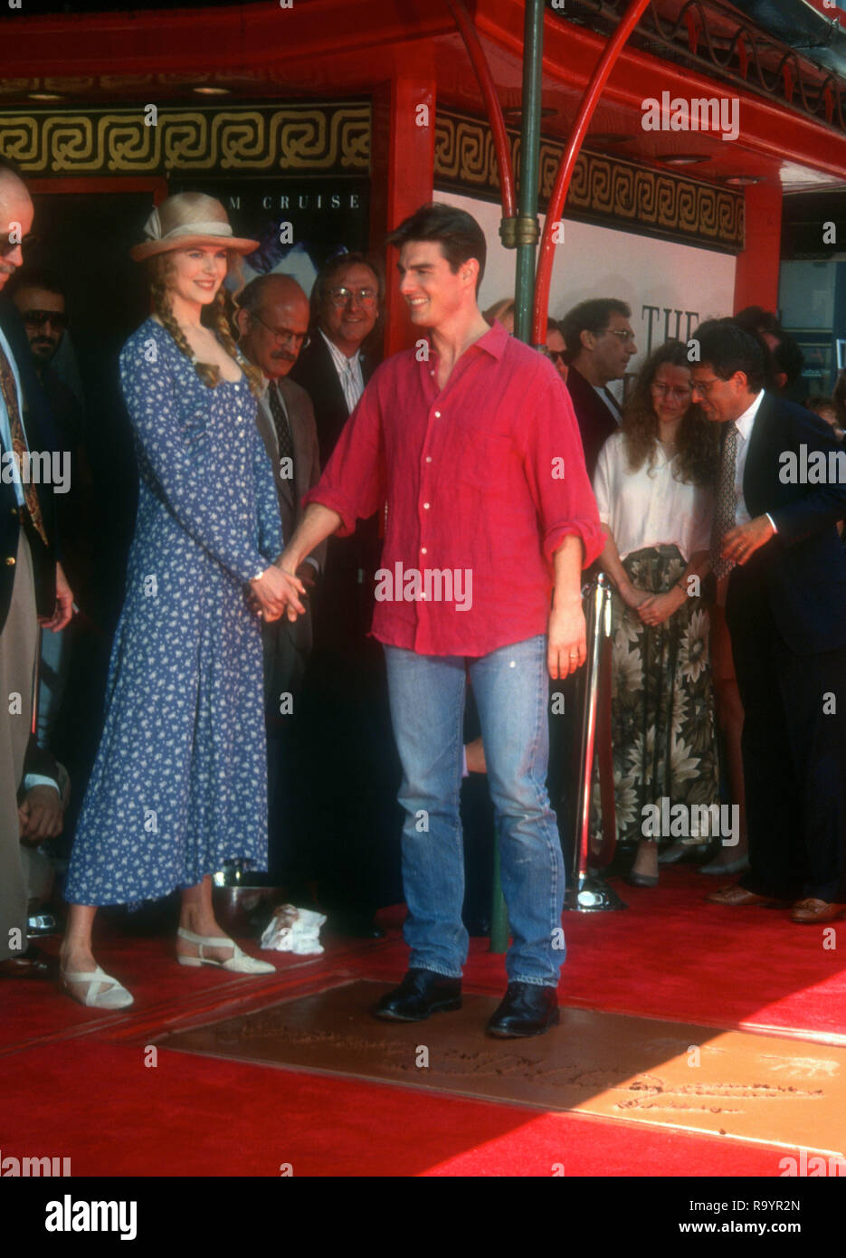 HOLLYWOOD, CA - JUNE 28: Actress Nicole Kidman and actor Tom Cruise attend hand and footprint ceremony for Tom Cruise on June 28, 1993 at Mann's Chinese Theatre in Hollylwood, California. Photo by Barry King/Alamy Stock Photo Stock Photo