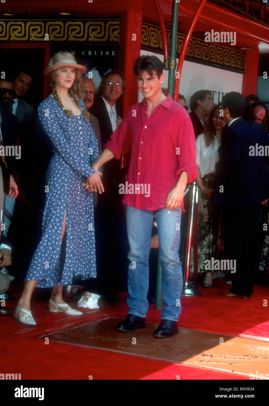 HOLLYWOOD, CA - JUNE 28: Actress Nicole Kidman and actor Tom Cruise attend hand and footprint ceremony for Tom Cruise on June 28, 1993 at Mann's Chinese Theatre in Hollylwood, California. Photo by Barry King/Alamy Stock Photo Stock Photo