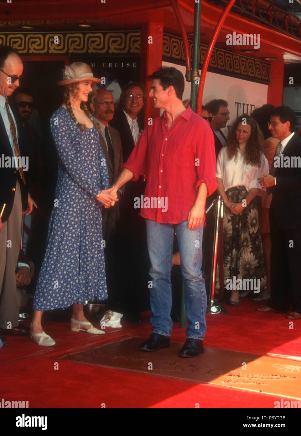 HOLLYWOOD, CA - JUNE 28: Actress Nicole Kidman and actor Tom Cruise attend hand and footprint ceremony for Tom Cruise on June 28, 1993 at Mann's Chinese Theatre in Hollylwood, California. Photo by Barry King/Alamy Stock Photo Stock Photo