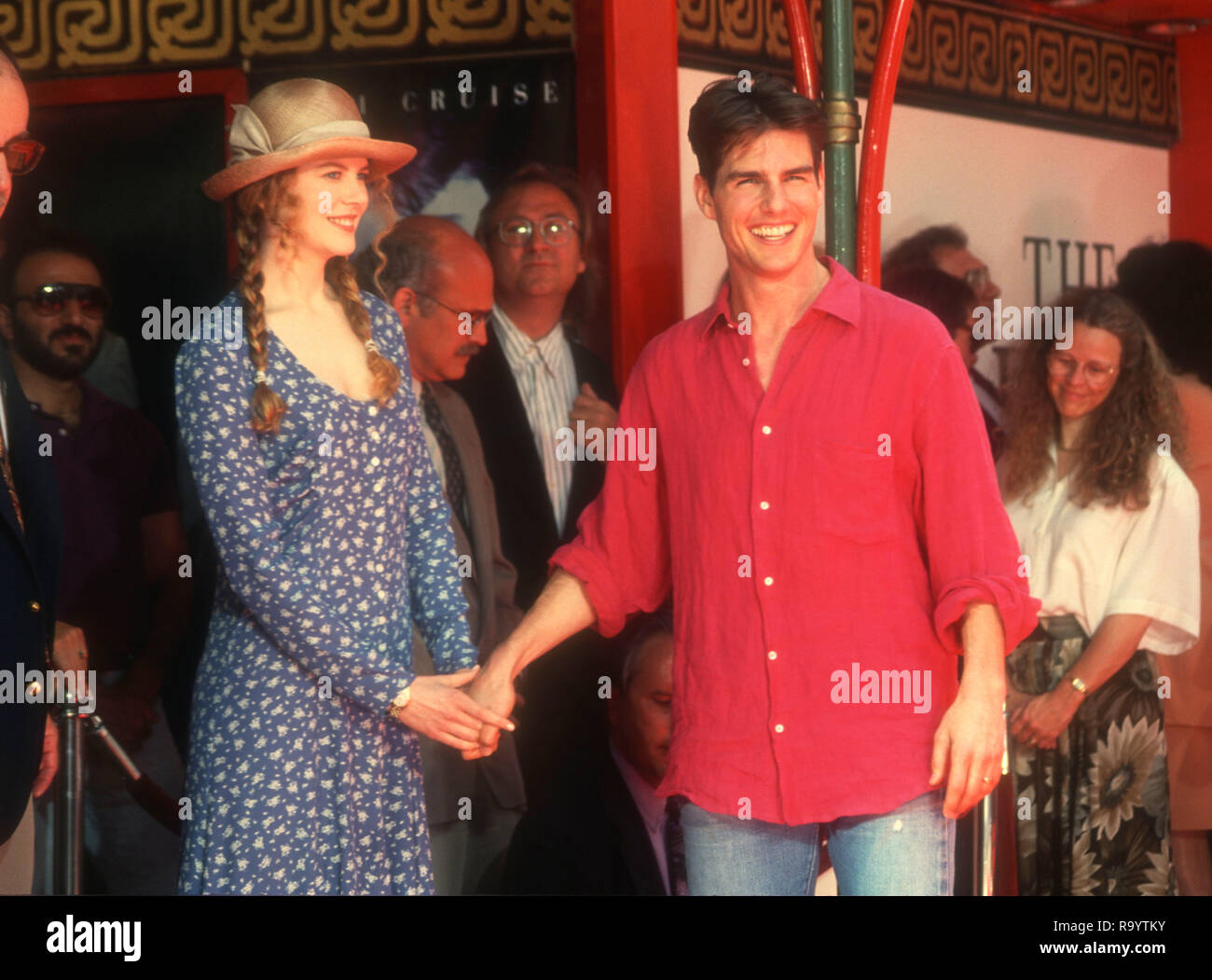 HOLLYWOOD, CA - JUNE 28: Actress Nicole Kidman and actor Tom Cruise attend hand and footprint ceremony for Tom Cruise on June 28, 1993 at Mann's Chinese Theatre in Hollylwood, California. Photo by Barry King/Alamy Stock Photo Stock Photo