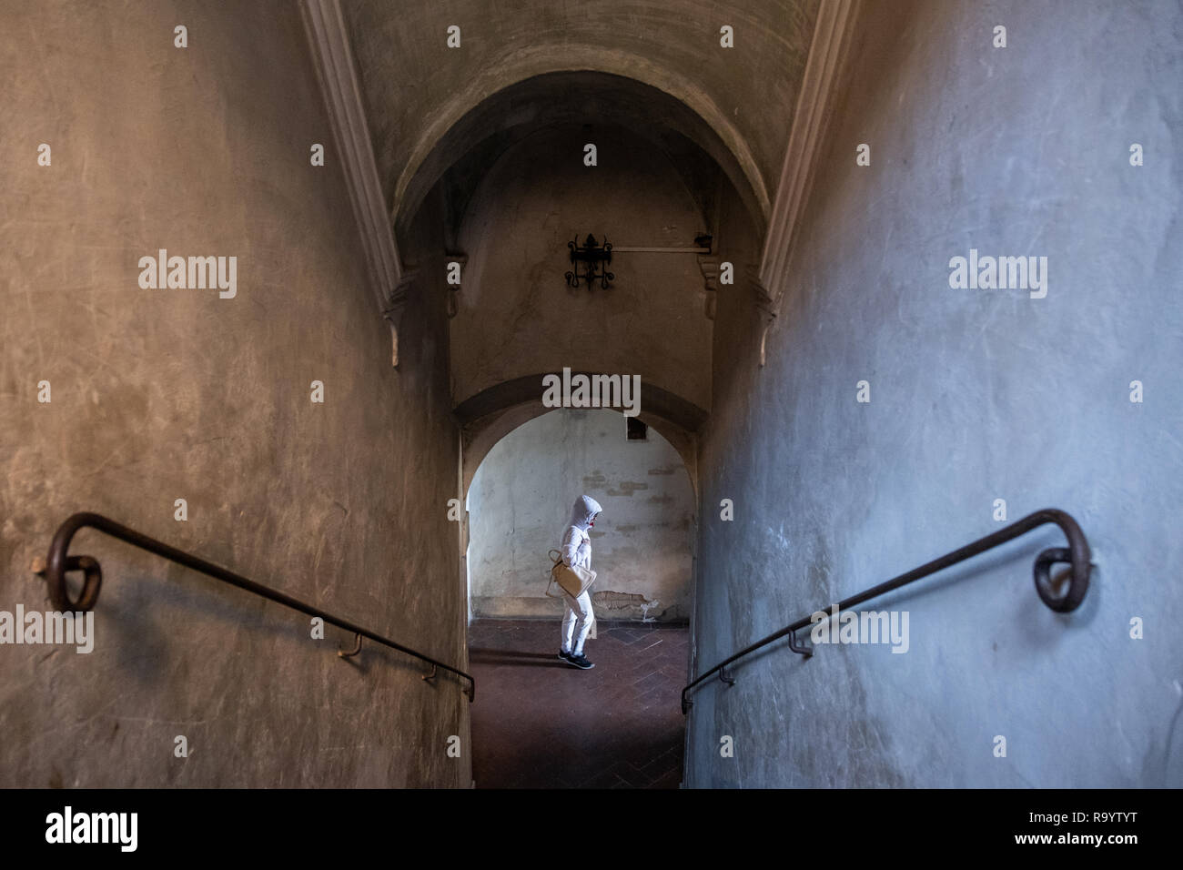 Inside of Palazzo Campana, the gateway to the oldest part of the town of Colle Val d'Elsa, Siena, Tuscany Stock Photo