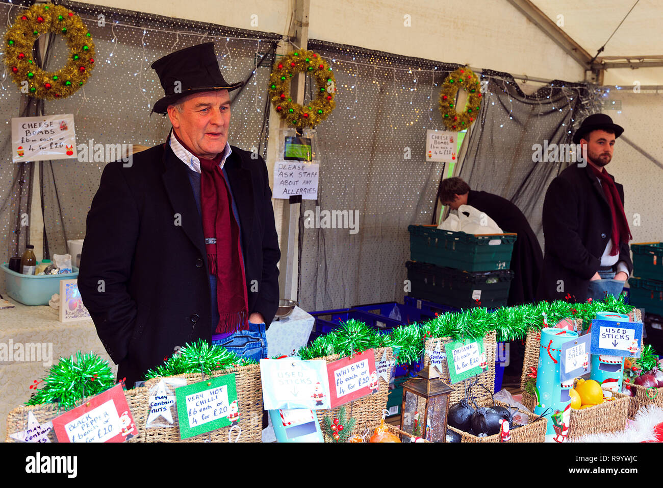 Cheese Sellers at the Lincoln Christmas Market Lincolnshire UK Stock