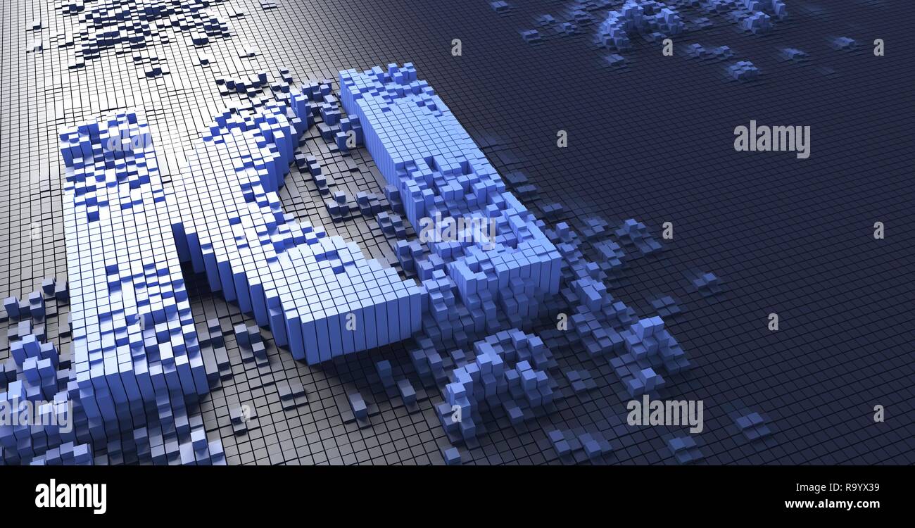 3d rendering of boxes forming the KI letters German word kuenstliche intelligenz Stock Photo