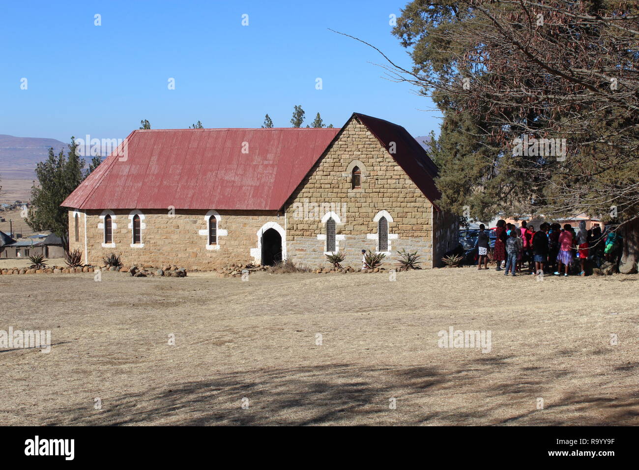 A church in a vlllage at the Isandlwana battle site, KwaZulu-Natal, South Africa, where the British Army where defeated by the Zulus on 22nd Jan 1879 Stock Photo