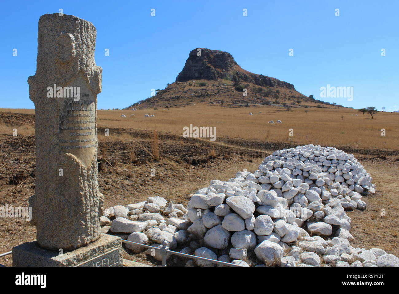 Memorial to the British soldiers killed at the Battle of Isandlwana ...