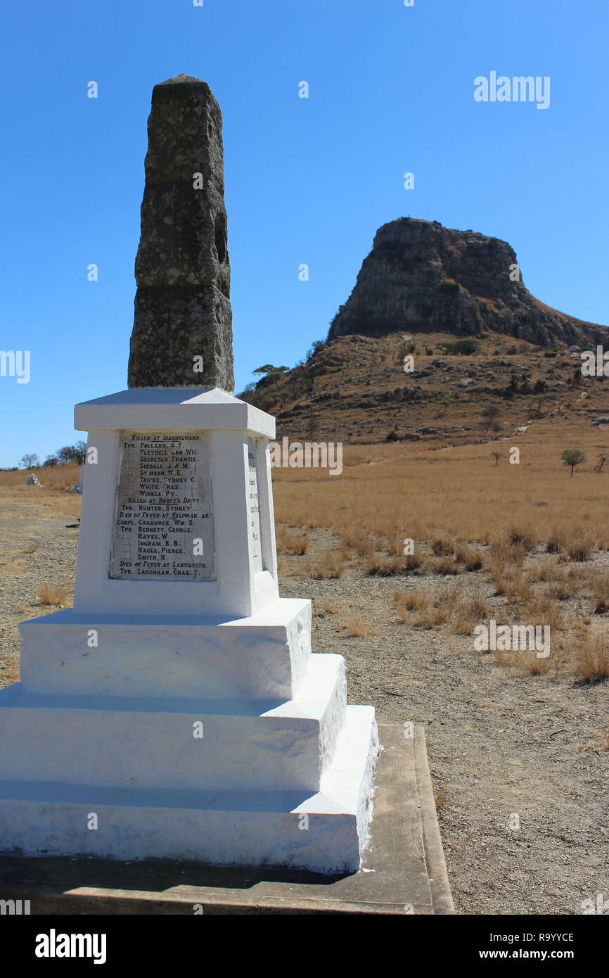 Memorial to the British soldiers killed at the Battle of Isandlwana ...