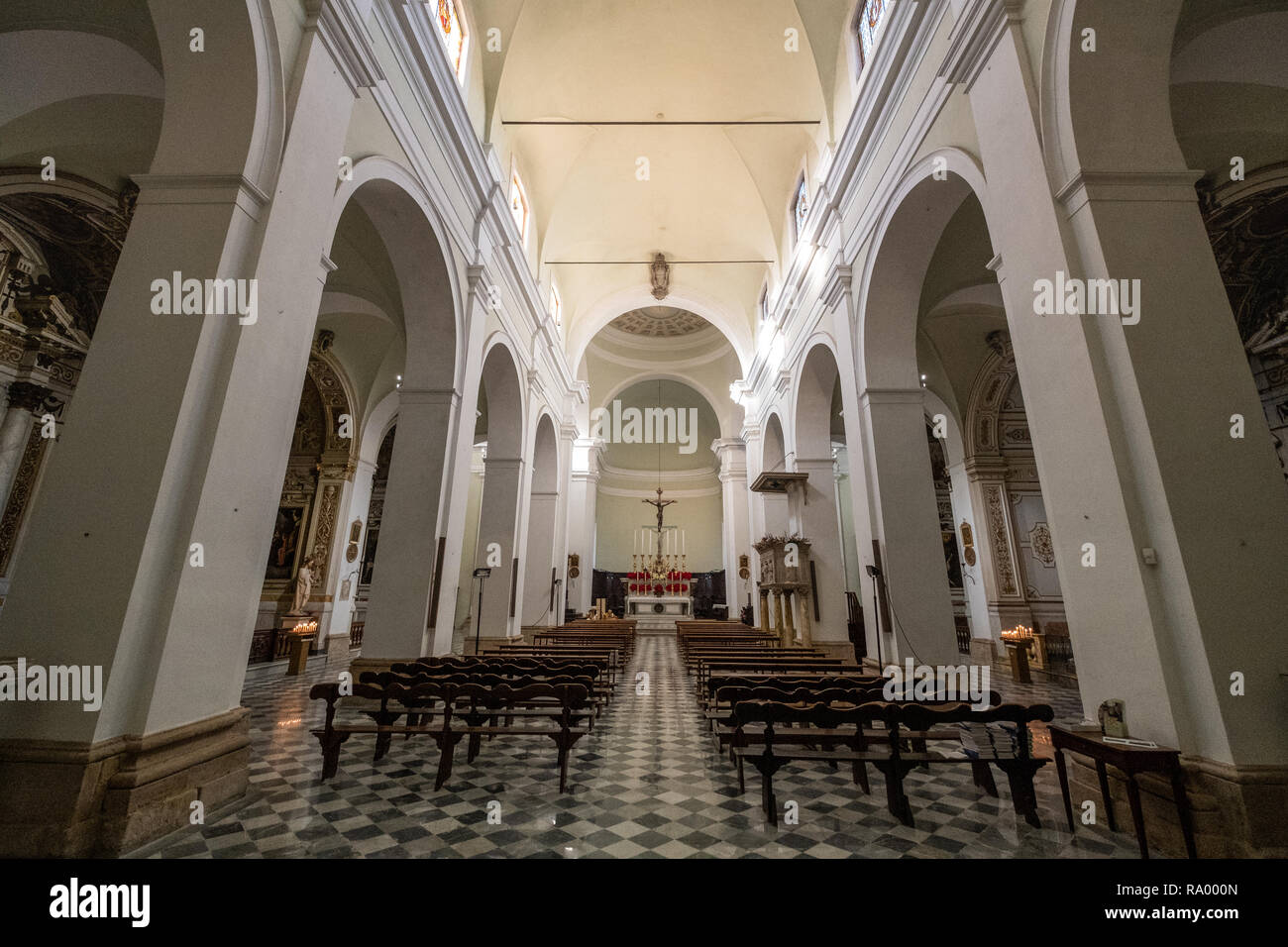 Interior of the Cathedral in the oldest part of the town of Colle Val d'Elsa, Siena, Tuscany Stock Photo