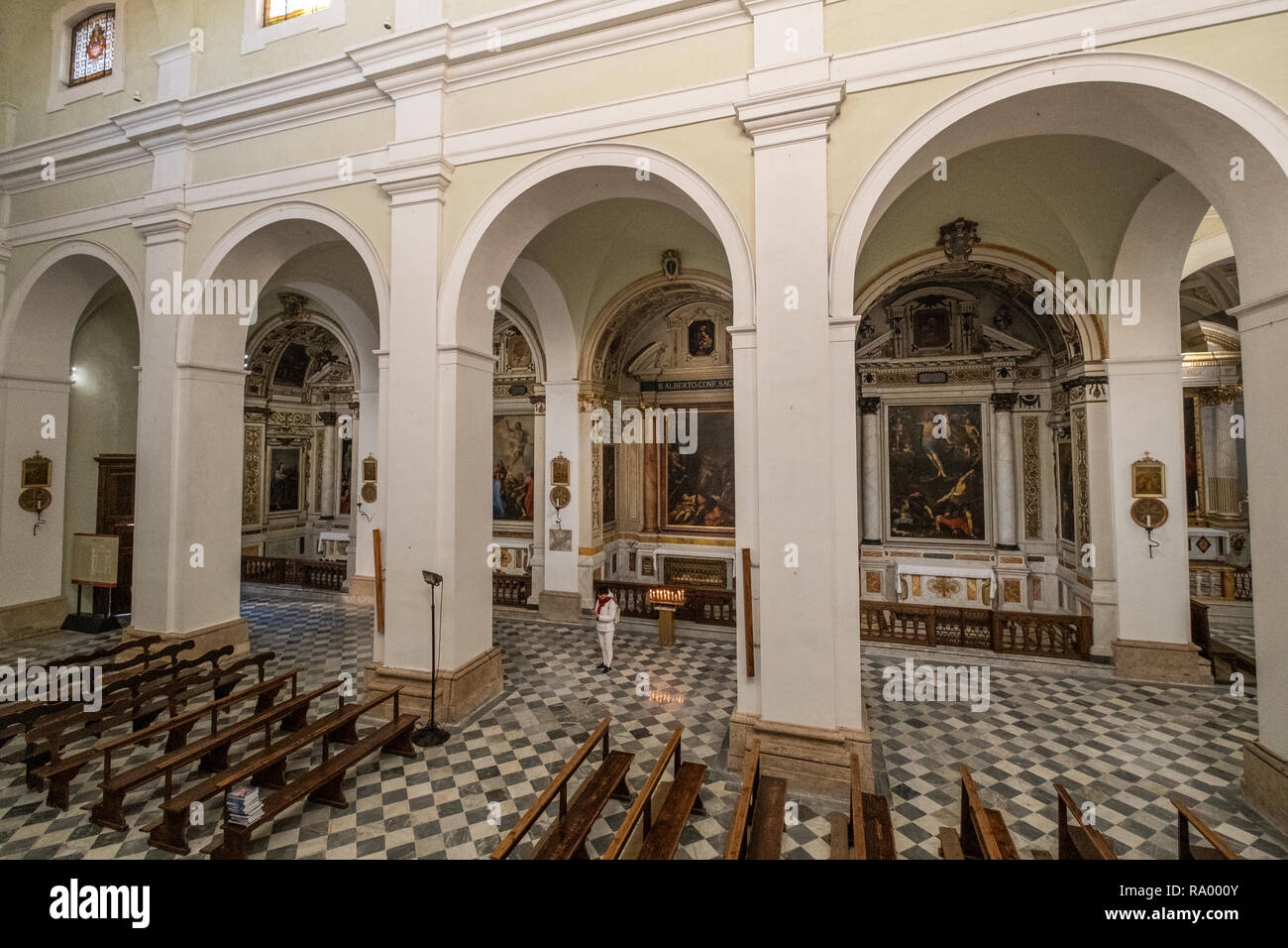 Interior of the Cathedral in the oldest part of the town of Colle Val d'Elsa, Siena, Tuscany Stock Photo