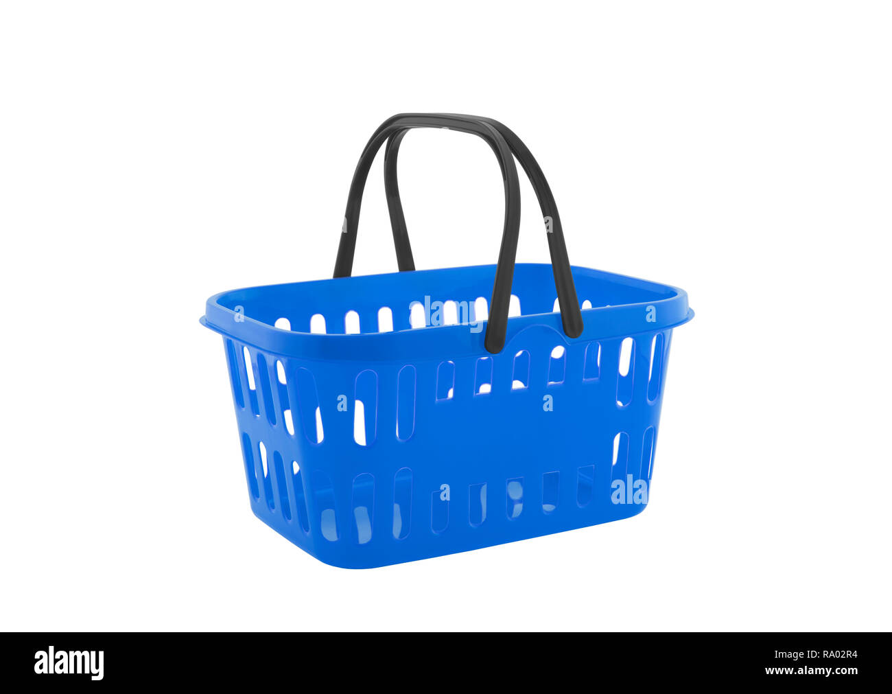 Blue shopping basket isolated on white background Stock Photo