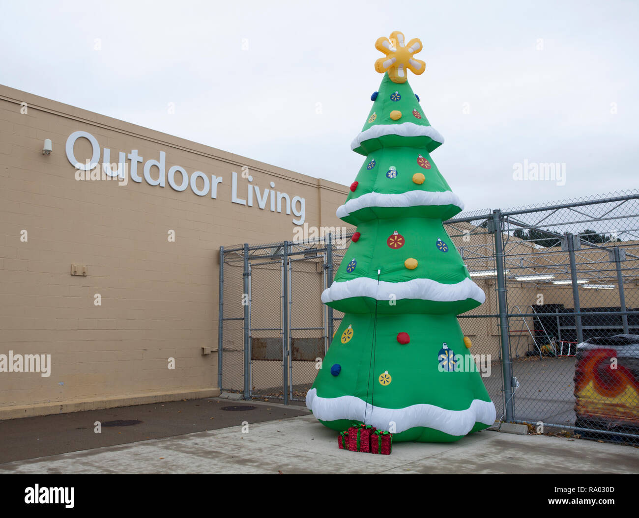 Christmas Tree Display At Walmart In Northampton Ma Stock Photo